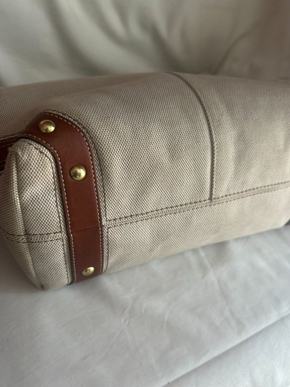 Coach CARLY canvas and leather large natural / brown leather trim shoulder hobo - Picture 7 of 12
